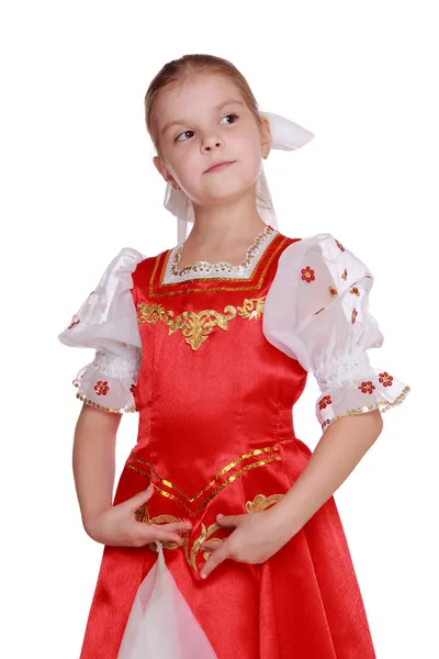 Danse de fille en costume national russe — Photo