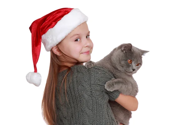 Petite fille avec son nouveau chat — Photo