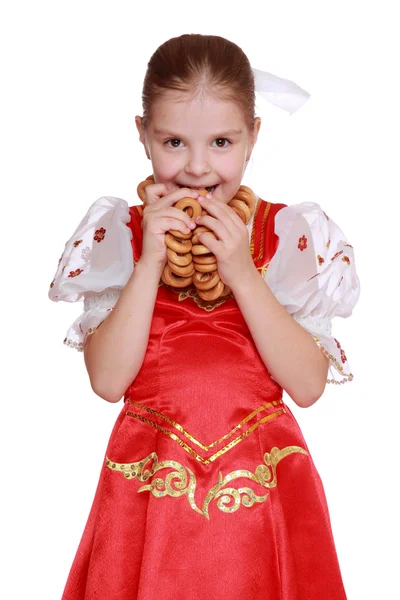 Russisches Mädchen in traditioneller Tracht — Stockfoto