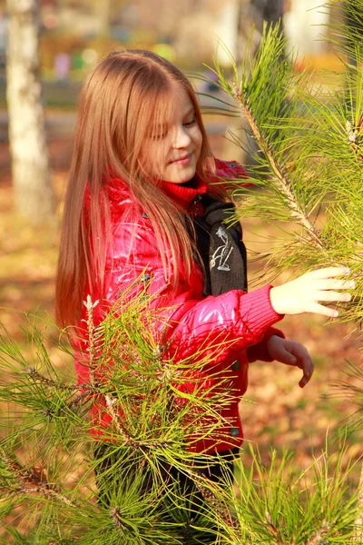 Niña en el parque de otoño — Foto de Stock