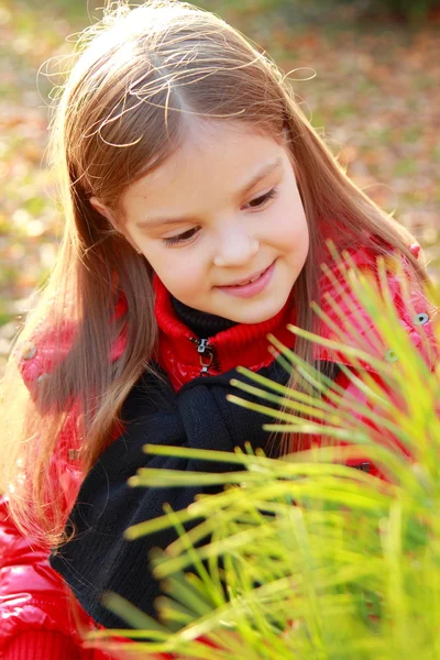 Little girl at autumn park — Stock Photo, Image