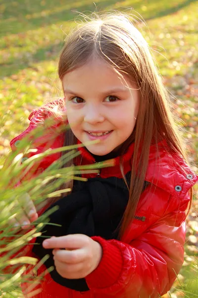 小女孩在秋天公园 — 图库照片