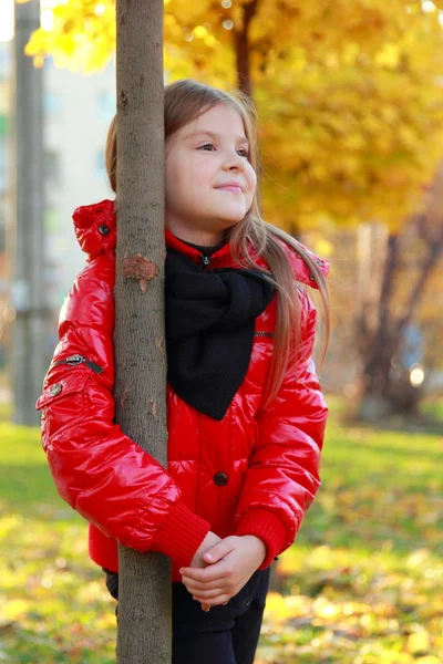 秋天公园的女孩 — 图库照片