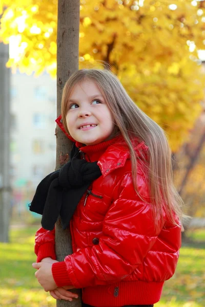 Cute girl in a wreath from autumn — Stock Photo, Image