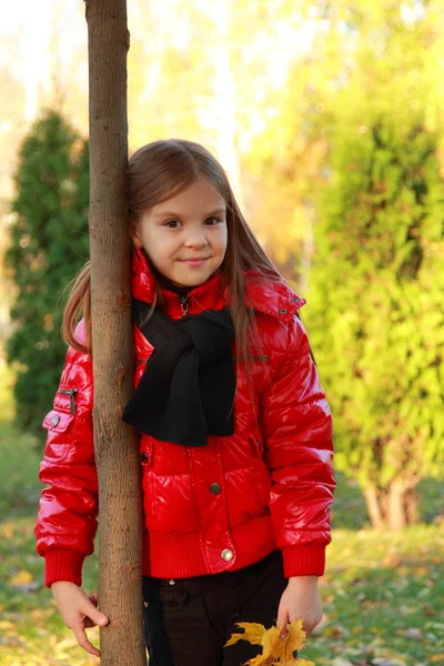 Petite fille au parc d'automne — Photo