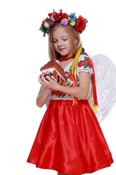 Girl in a national Ukrainian suit — Stock Photo, Image