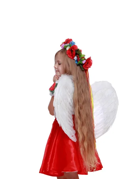 Andílek v krásné ukrajinské kostým — Stock fotografie