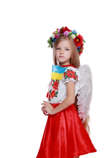 Angel girl in a national Ukrainian suit — Stock Photo, Image
