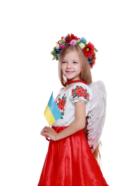 Melek kız Ukrayna Milli takım elbiseli — Stok fotoğraf