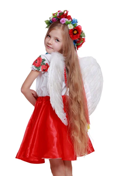 Little angel in a beautiful Ukrainian costume — Stock Photo, Image