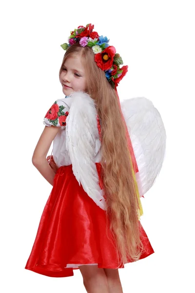 Little angel in a beautiful Ukrainian costume — Stock Photo, Image