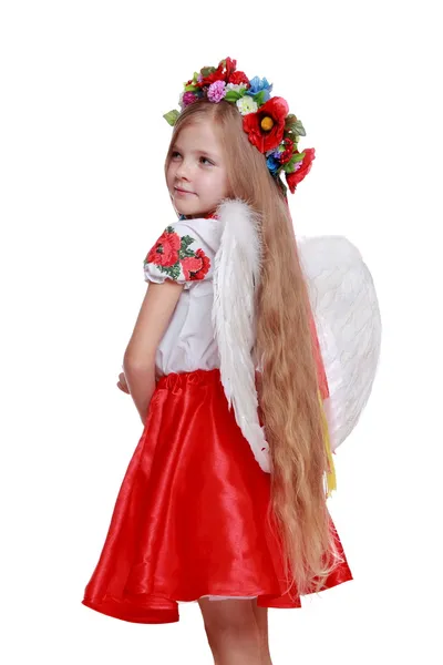 Little angel in a beautiful Ukrainian costume — Stock Photo, Image