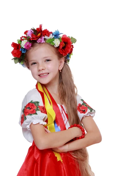 Flicka i en ukrainska folkdräkt — Stockfoto