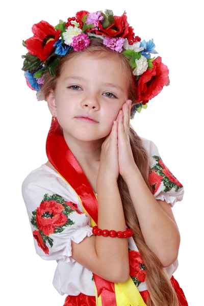 Little girl in a national Ukrainian suit — Stock Photo, Image