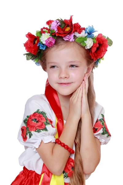 Little girl in a national Ukrainian suit — Stock Photo, Image