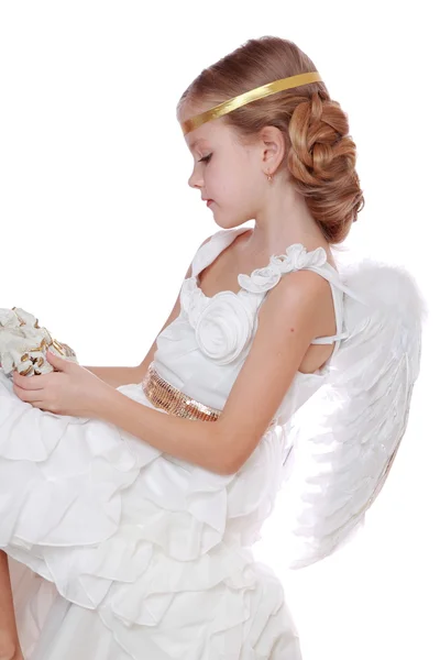 Liten ängel i härlig klänning — Stockfoto