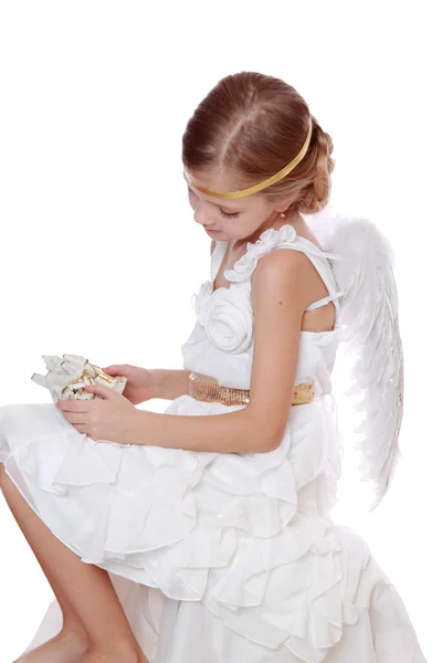 Liten ängel i härlig klänning — Stockfoto