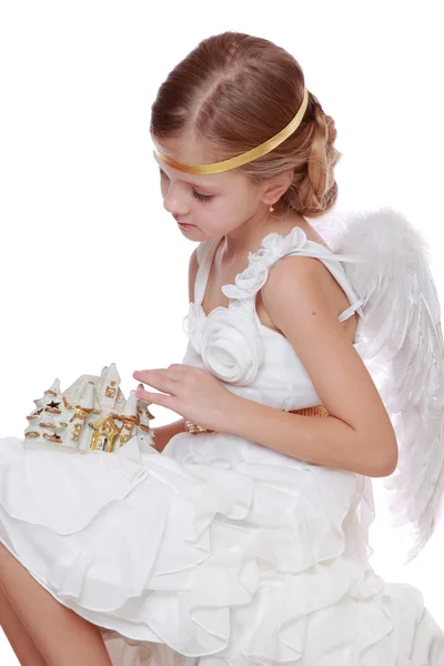 Kleine engel in mooie jurk — Stockfoto