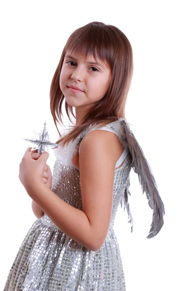 Silver little angel posing on camera — Stock Photo, Image