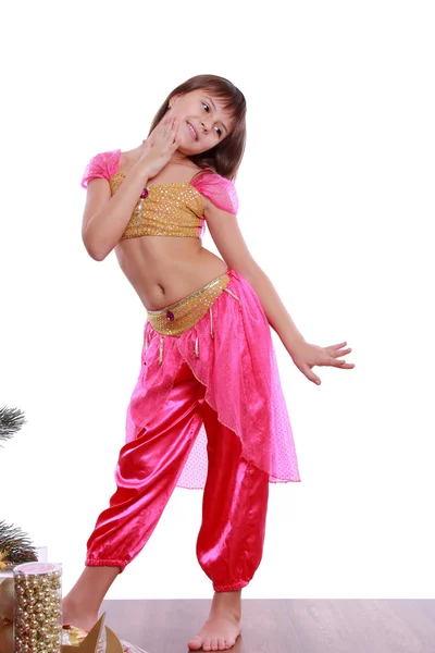 Lovely belly-dancer on holiday theme — Stock Photo, Image