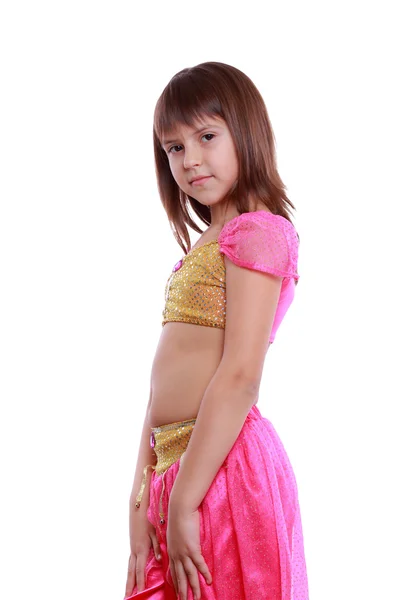 Arabic belly-dancer wearing pink dress — Stock Photo, Image