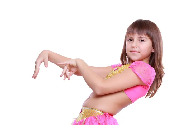 Arabic belly-dancer wearing pink dress — Stock Photo, Image