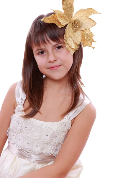 Menina sobre decoração de Natal — Fotografia de Stock