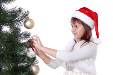 Noel Baba şapkalı güzel kız