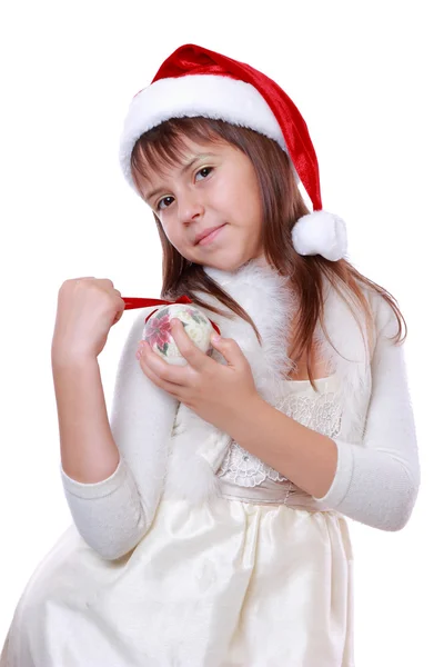 Kaunis tyttö Santa hattu — kuvapankkivalokuva