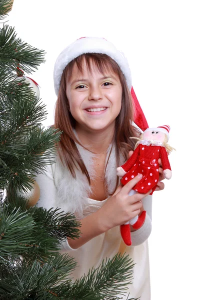 サンタ帽子でかわいい女の子 — ストック写真