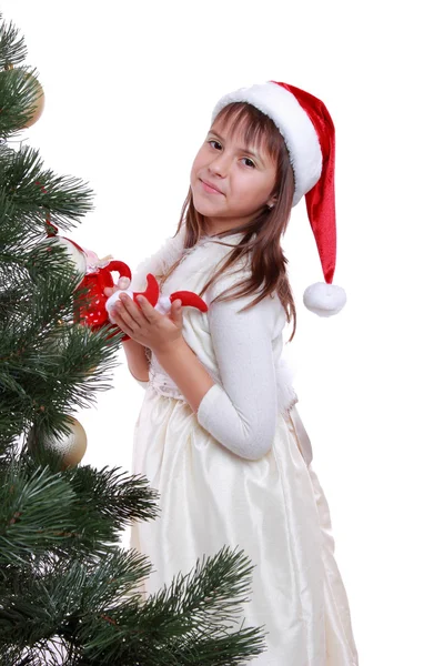 Söt flicka i santa hatt — Stockfoto