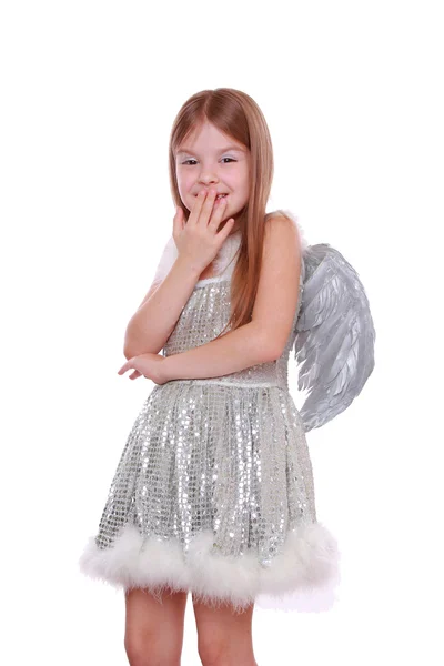 Anjo usando vestido de prata — Fotografia de Stock