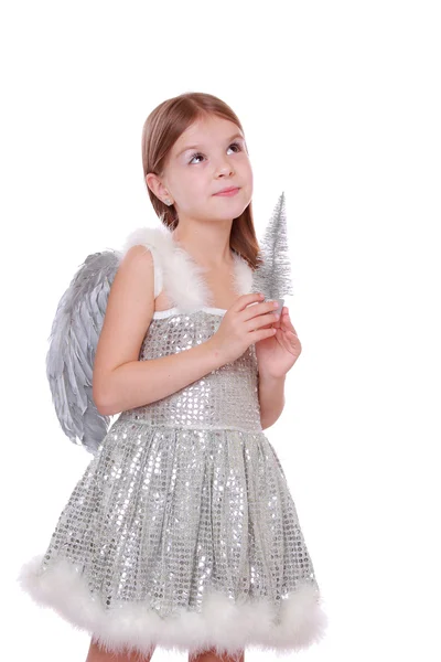 Anjo segurando decoração de Natal — Fotografia de Stock