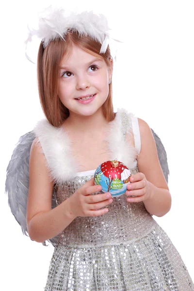 Little angel with decorative ball — Stock Photo, Image