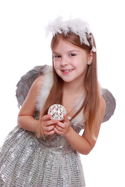 Dívka drží Dovolená dekorace — Stock fotografie
