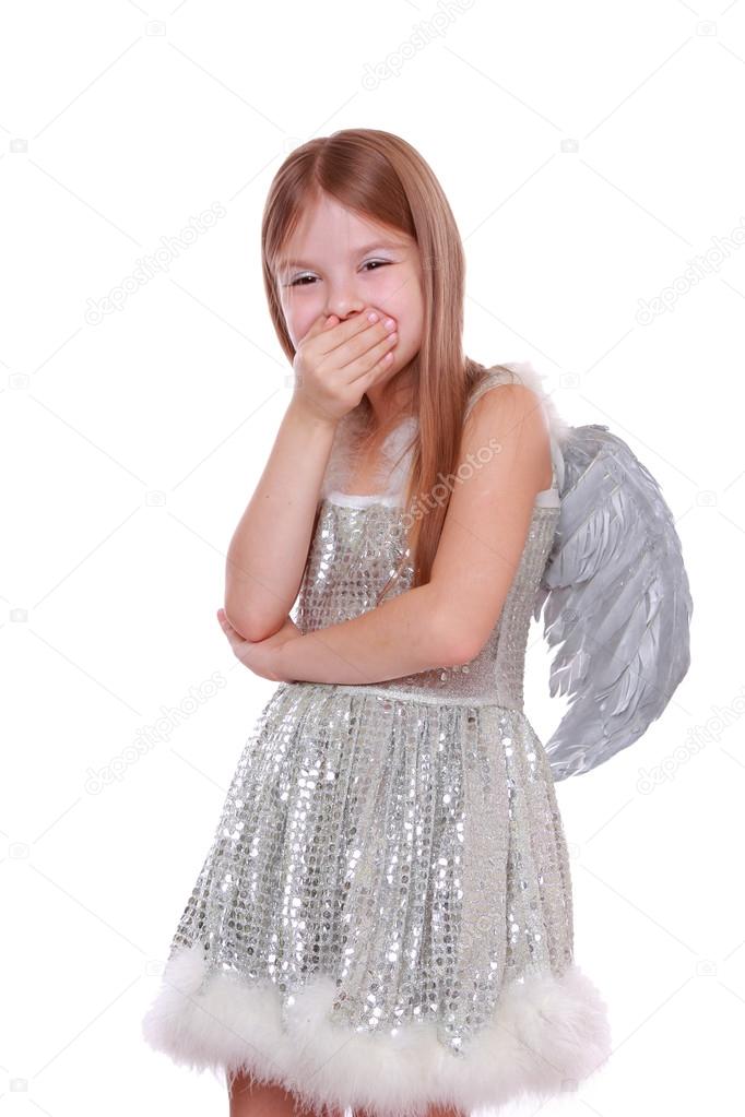 Angel wearing silver dress