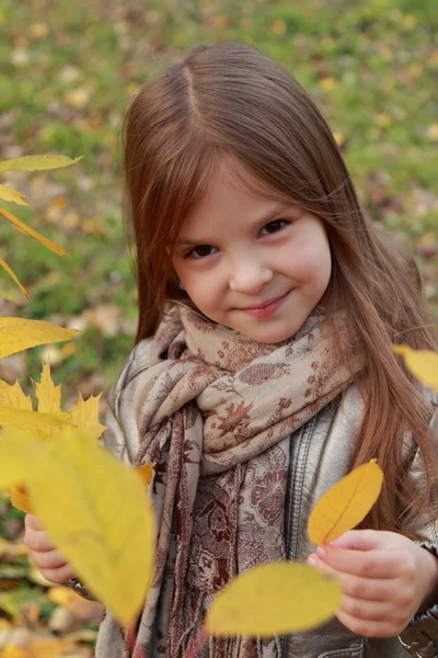 Bambina al parco autunnale — Foto Stock