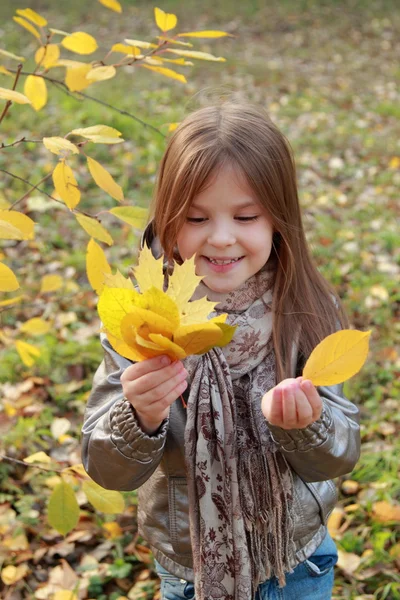 Kleines Mädchen im Herbstpark — Stockfoto