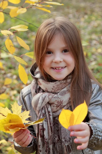 Petite fille au parc d'automne — Photo