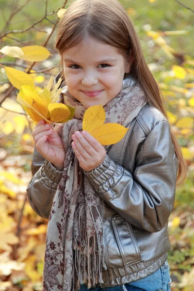 Little girl at autumn park — Stock Photo, Image