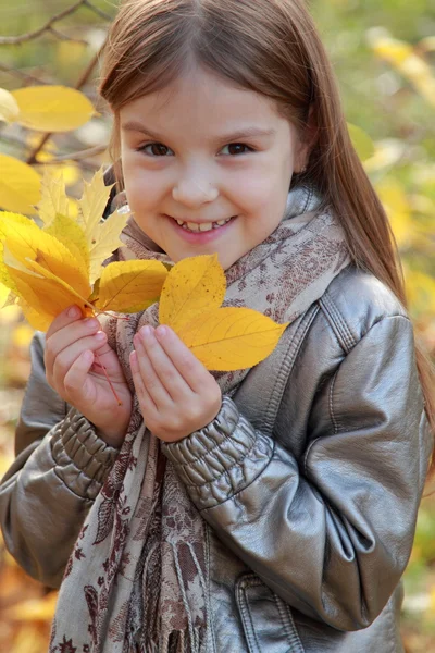 Κοριτσάκι στο πάρκο φθινόπωρο — Φωτογραφία Αρχείου