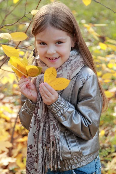 Little girl at autumn park — Stock Photo, Image