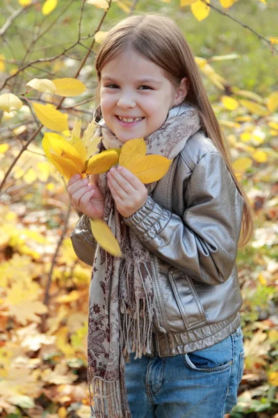 Little girl at autumn park — Stock Photo, Image