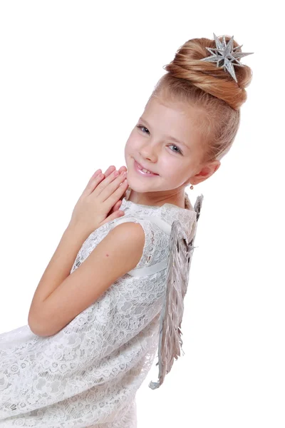 Mała dziewczynka ubrana jak anioł — Zdjęcie stockowe