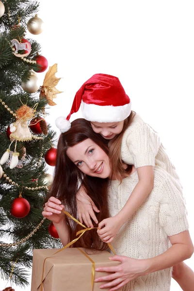 Mãe e menina no Natal — Fotografia de Stock