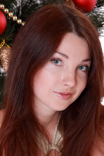 Christmas girl with gift boxes — Stock Photo, Image