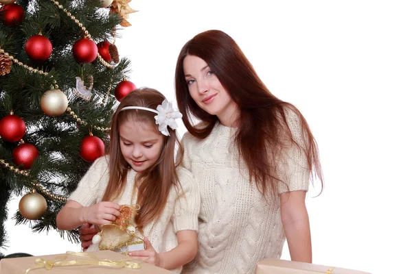 Mother and little girl on Christmas — Stock Photo, Image