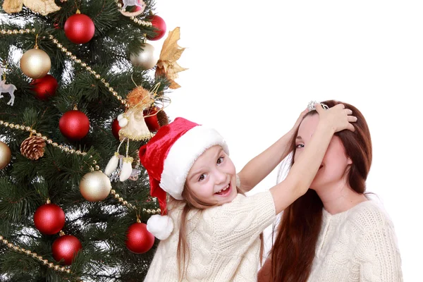 Mother and little girl on Christmas — Stock Photo, Image