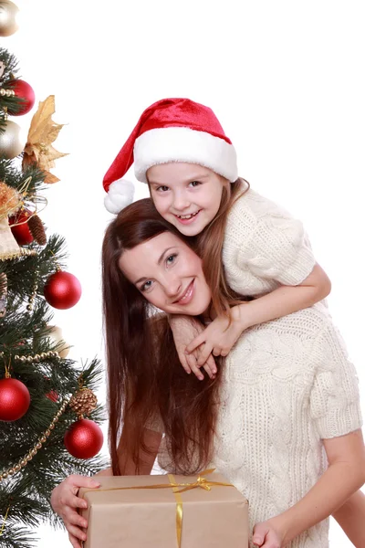 Madre e bambina a Natale — Foto Stock