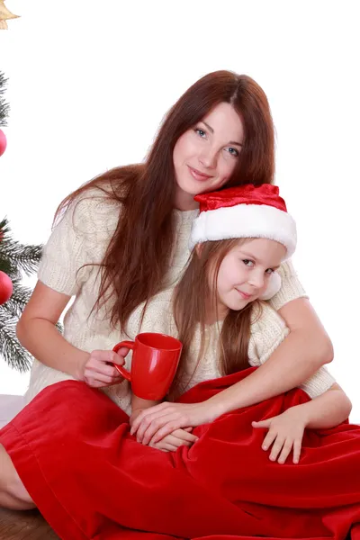 Mamma och dotter firar jul — Stockfoto